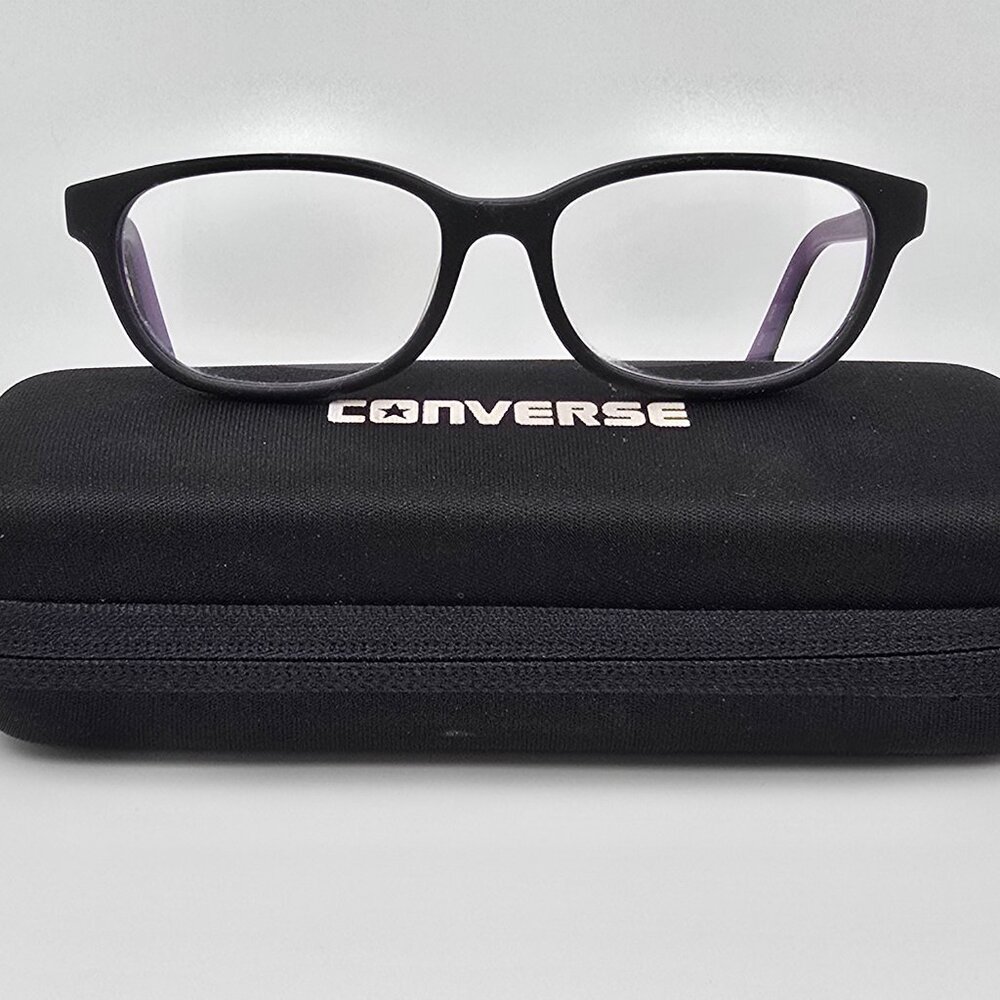 Converse Kids K022 Black Purple Rubber Eyeglasses Frame w/ Case 49-15-130